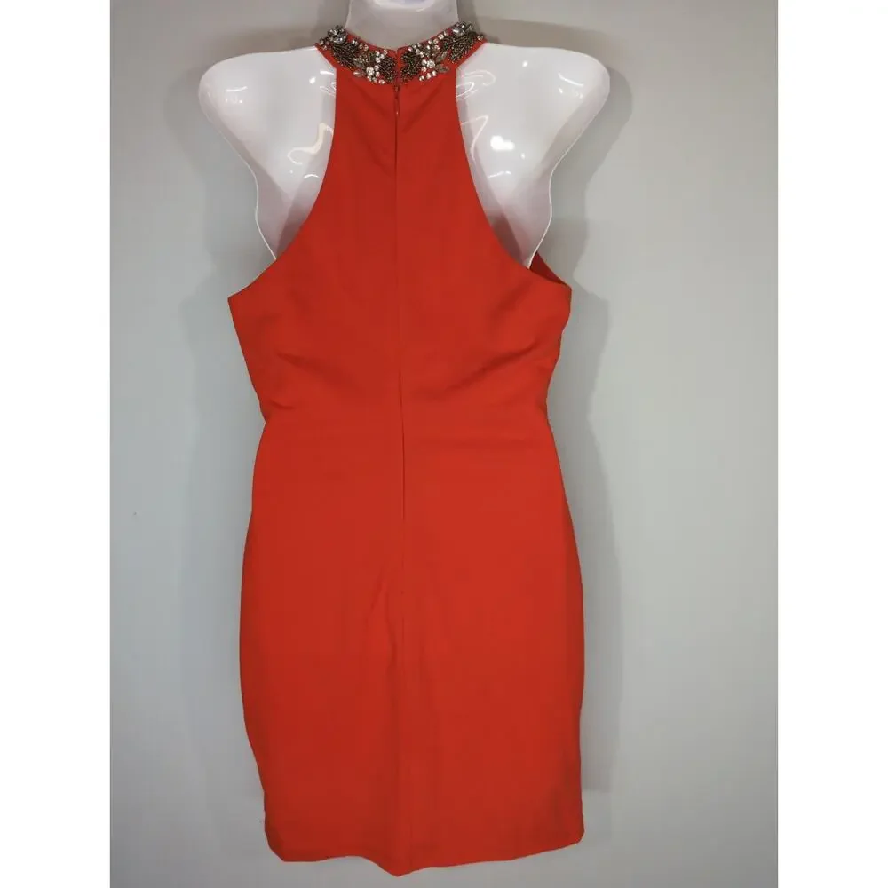 The Clothing Company Embellished Red Cut Out Mini Dress‎ Women's MEDIUM NWT
